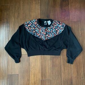 Nike Heritage Floral Print Crop Sweatshirt Size Small